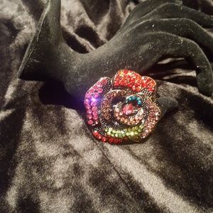 Rhinestone Flower multi colored brooch